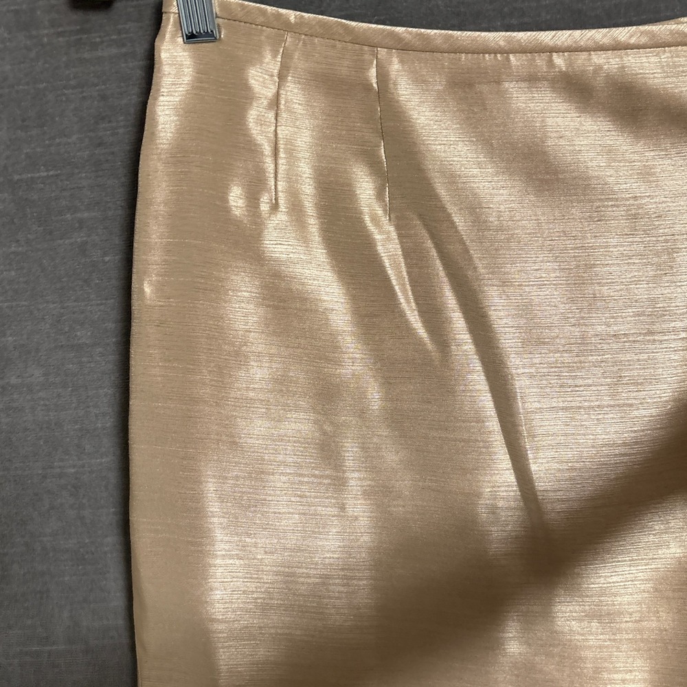 Le Suit Skirt Suit 6 Gold Satin Shimmer Metallic Formal Wedding Evening Mother - Picture 12 of 16